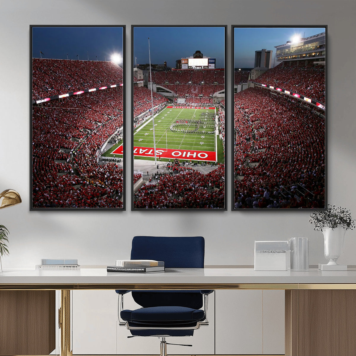 98743-PAN-FL-20X10 - Ohio State University Buckeyes Football Team Print - Columbus Ohio Stadium Wall Art Canvas Print