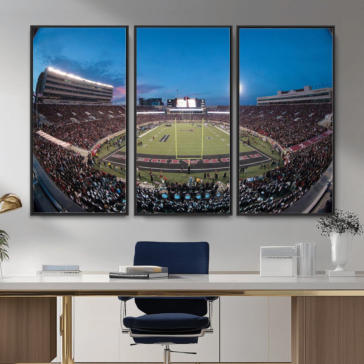 60763-PAN-FL-20X10 - Texas Tech Red Raiders Canvas, Framed Football Team Print - Lubbock Jones AT&T Stadium Wall Art