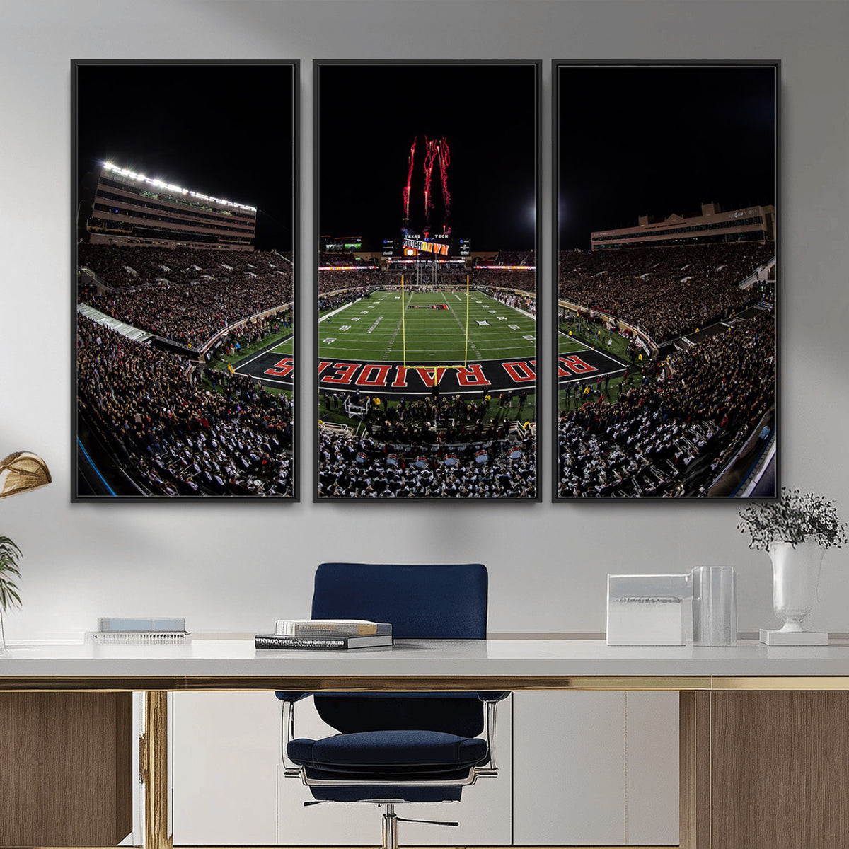 83122-PAN-FL-20X10 - Framed Texas Tech Red Raiders Stadium Canvas, Texas Tech Red Raiders Football Team Print - Lubbock