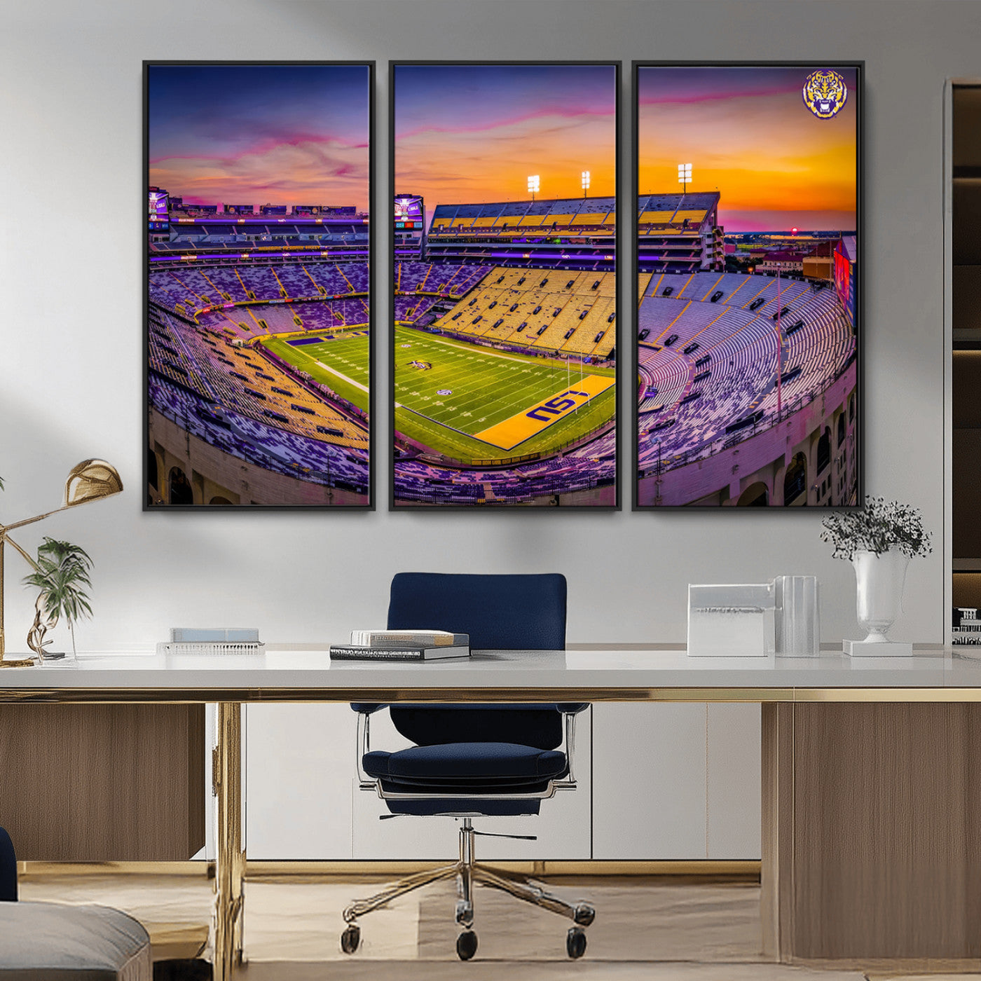 93538-MGV-CV-36X24-The Louisiana State University Tigers Football Team Print - Baton Rouge Tiger Stadium Wall Art