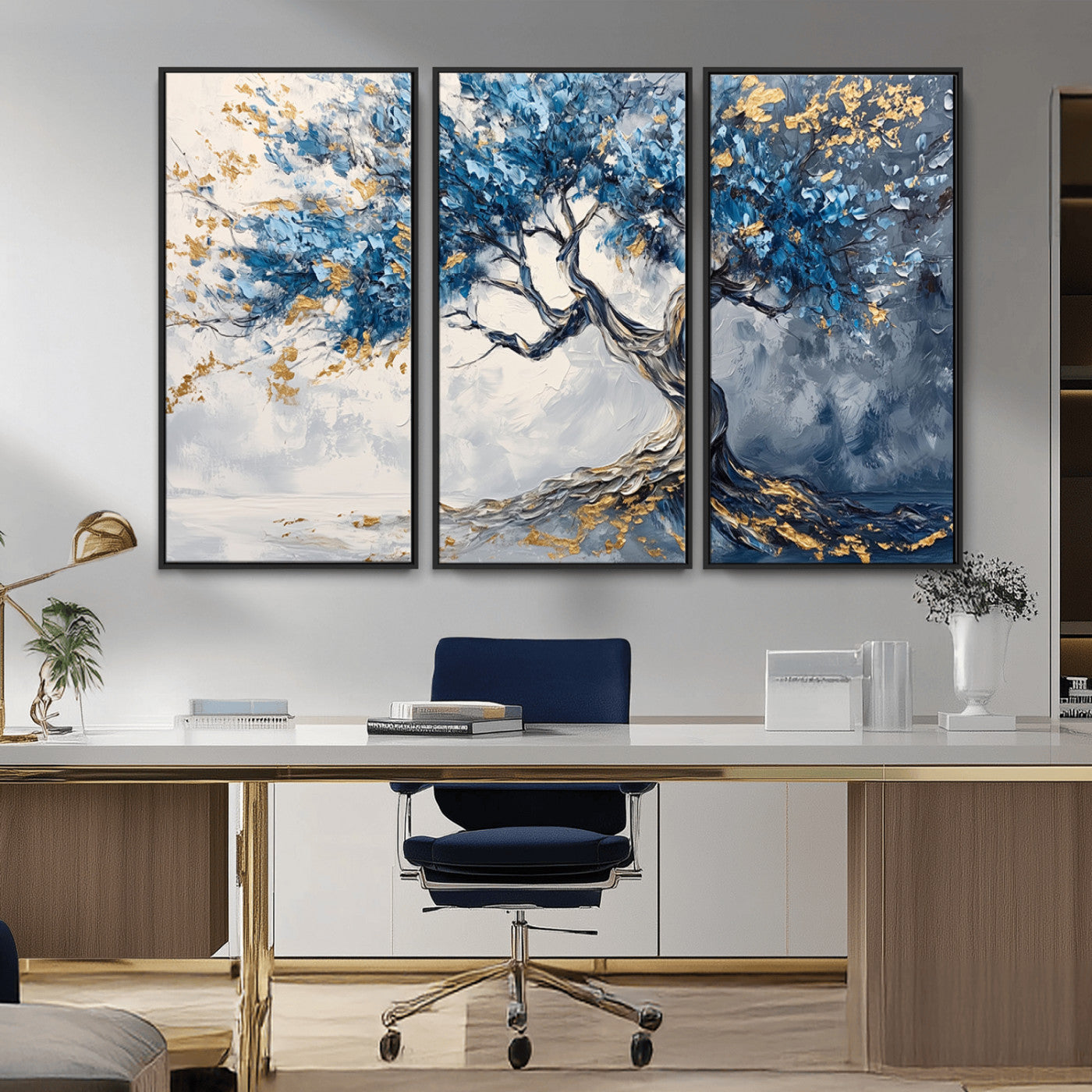 10259-MGV-FC-48X32-3P_Black-Abstract Tree Painting Canvas Wall Art | Tree of Life Painting Wall Art Canvas Print