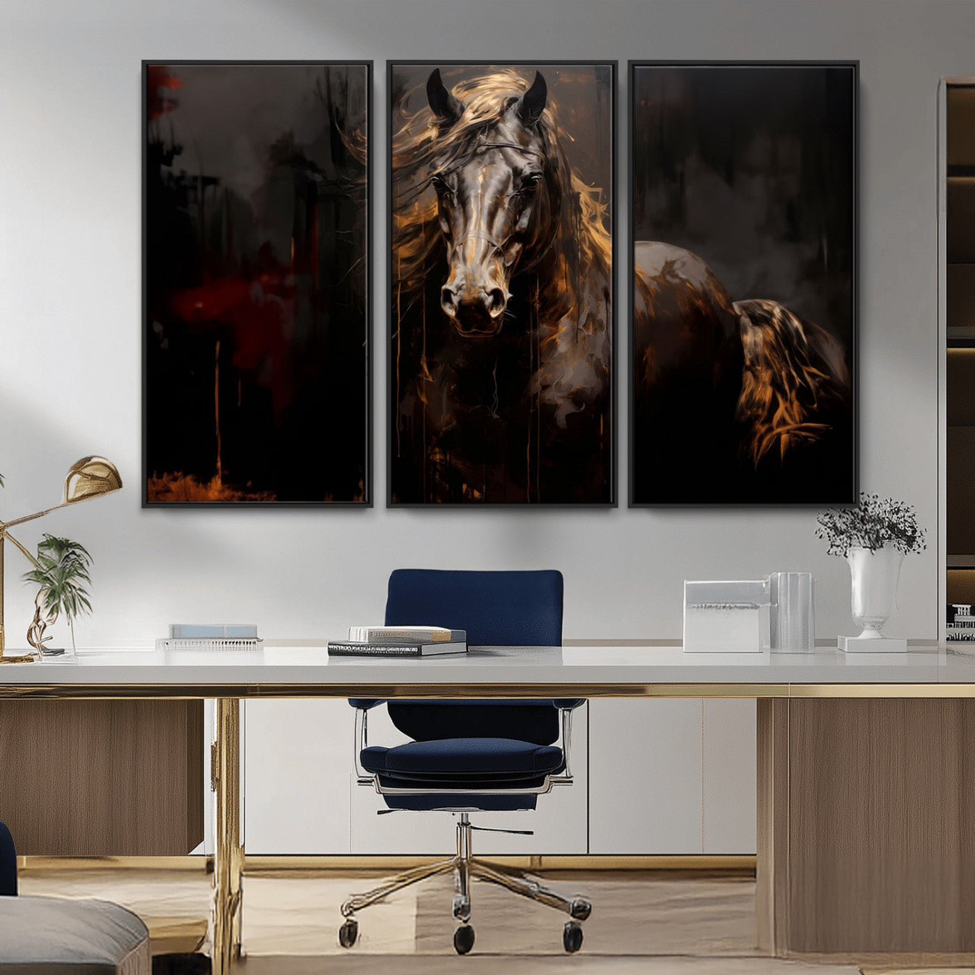 40932-MGV-CV-36X24-Abstract Black Horse Canvas Print for Farmhouse Wall Art | Abstract Equine Wall Art | Western Decor