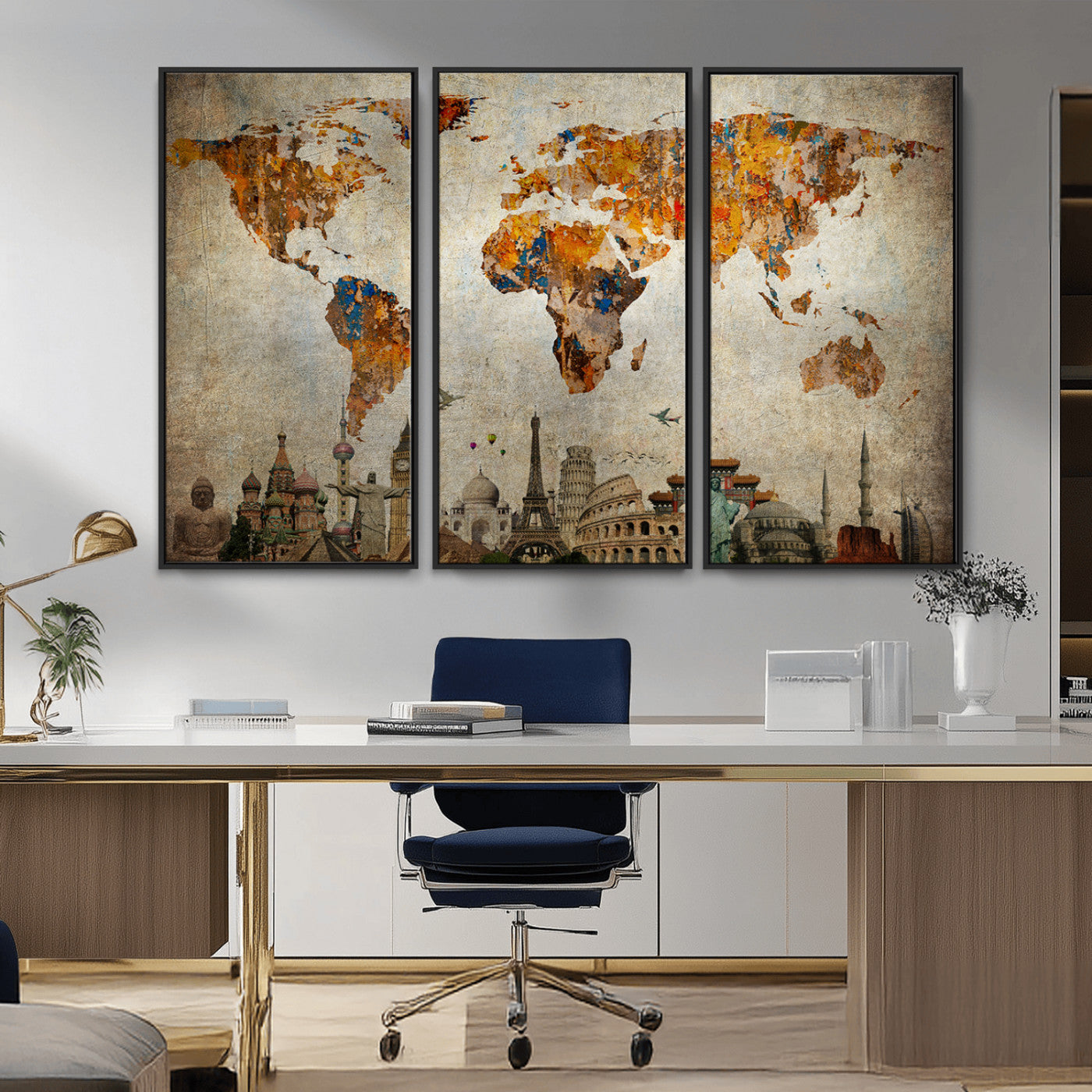 54918-MGV-CV-36X24-Push Pin World Map Canvas Print – Travel Tracker Wall Art for Couples, Perfect Anniversary Gift for Home or Office Decor