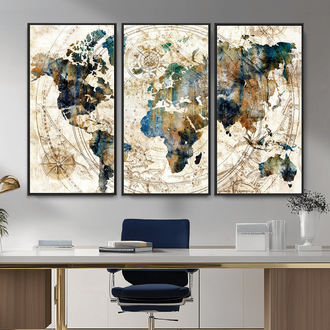 10554-MGV-CV-36X24 - Abstract World Map Art Print Canvas Print