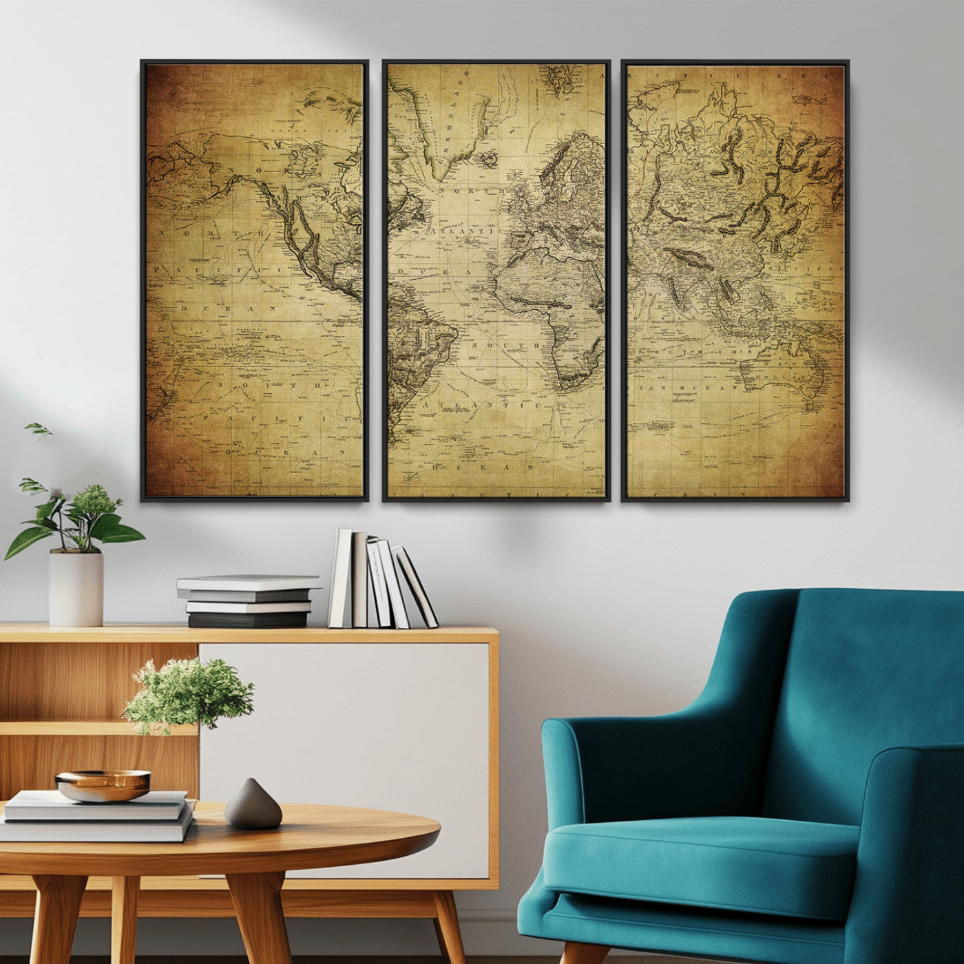 -Push Pin World Map Canvas Print – Travel Tracker Wall Art for Couples, Perfect Anniversary Gift for Home or Office Decor