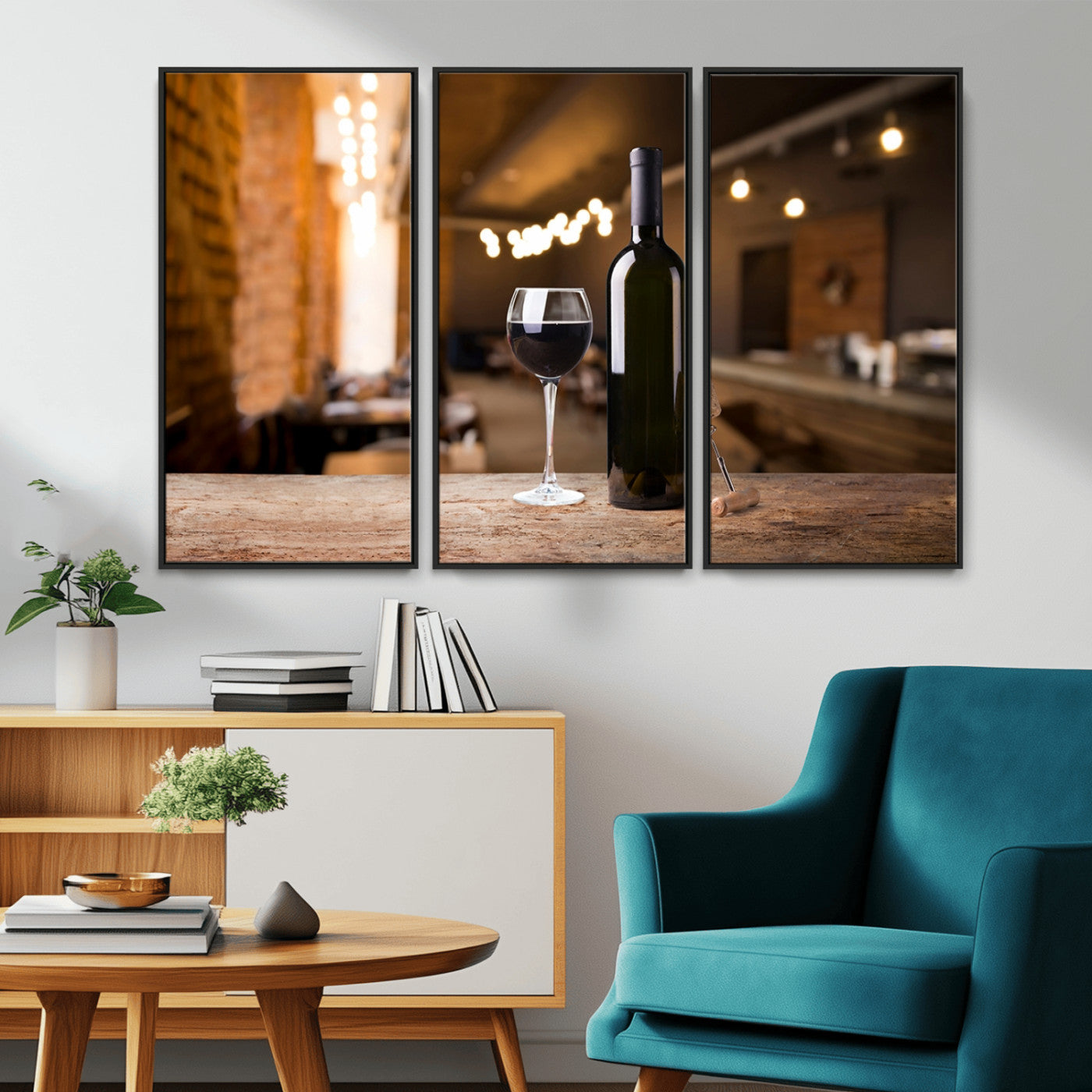 -Wine and Bottle Wall Art Canvas Print