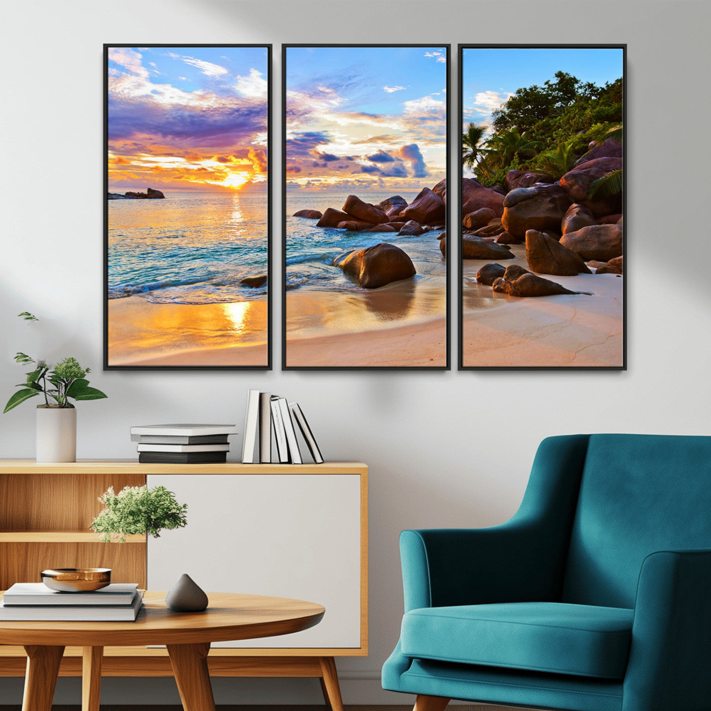 -Tropical Island Beach Sunset Canvas Print