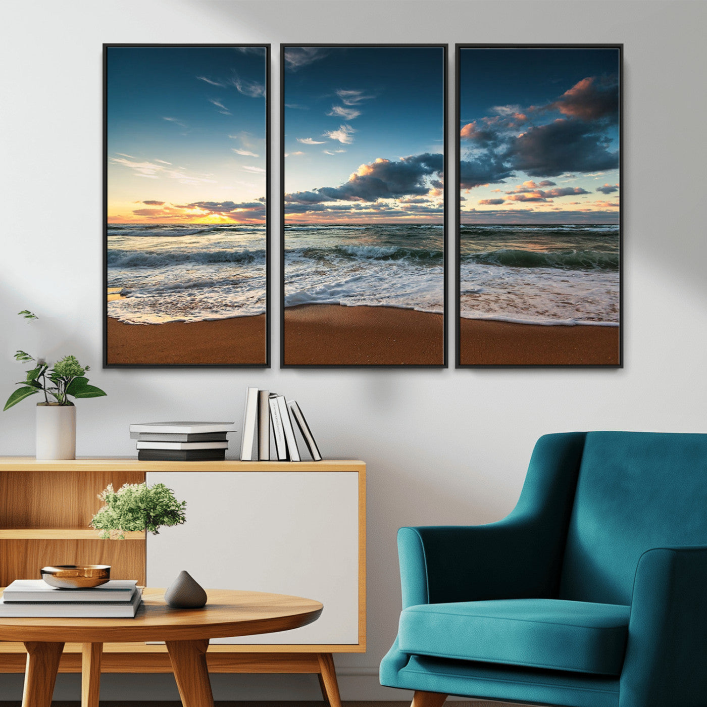 -Ocean Beach Wall Art Canvas Print Sunset Artwork Print Coastal Wall Art