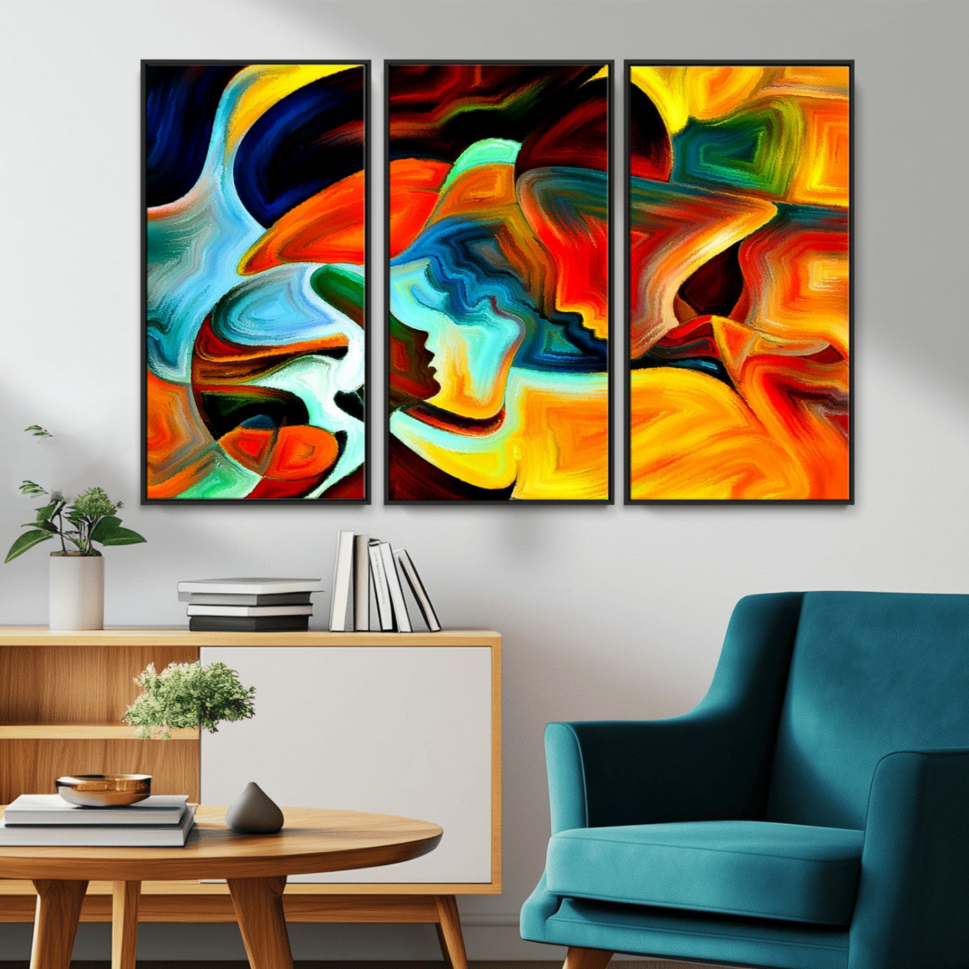 70242-MGV-CV-36X24-Human Love Figures Abstract Wall Art Canvas Print