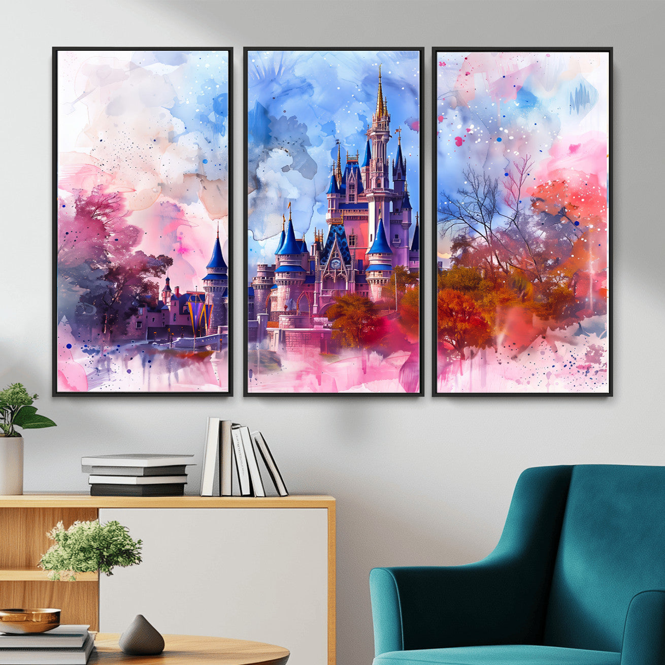 58662-MGV-CV-36X24 - Disney Wall Art: Dreamy Watercolor Cinderella Castle Canvas Print