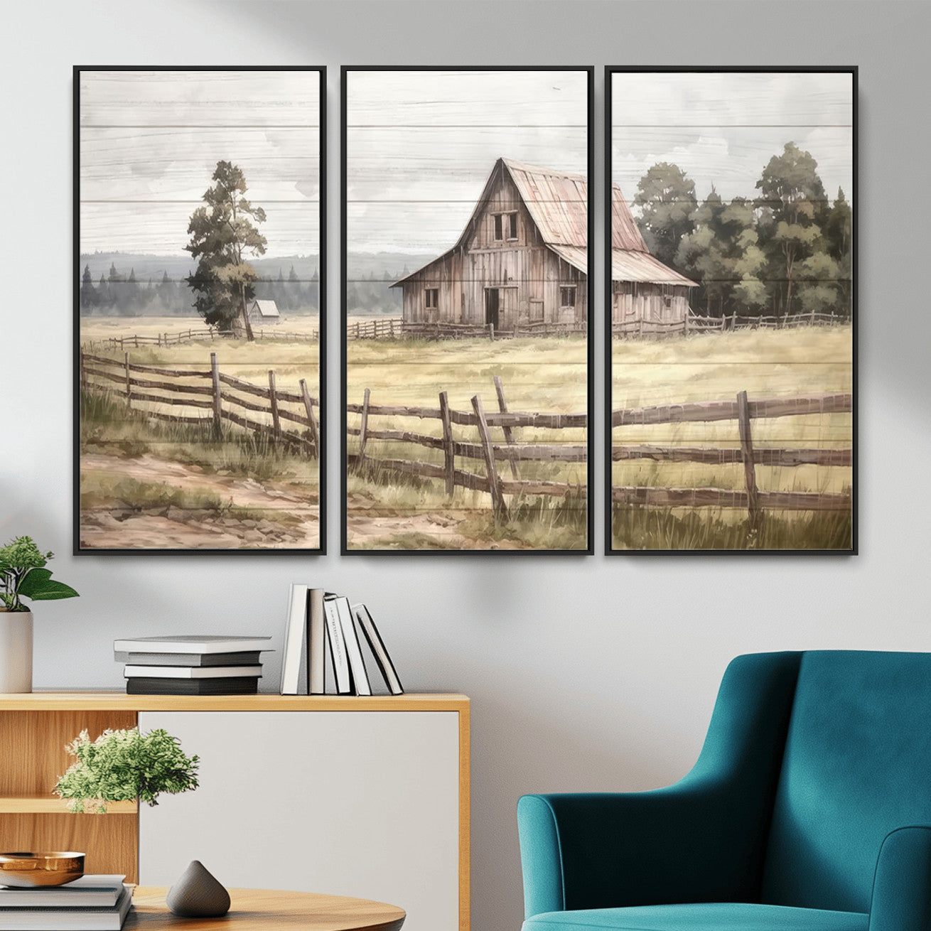 87489-MGV-CV-36X24 - Rustic Farmhouse Barn Wall Art | Framed Gallery Wrap Barn Giclee Canvas Print for Farmhouse Decor