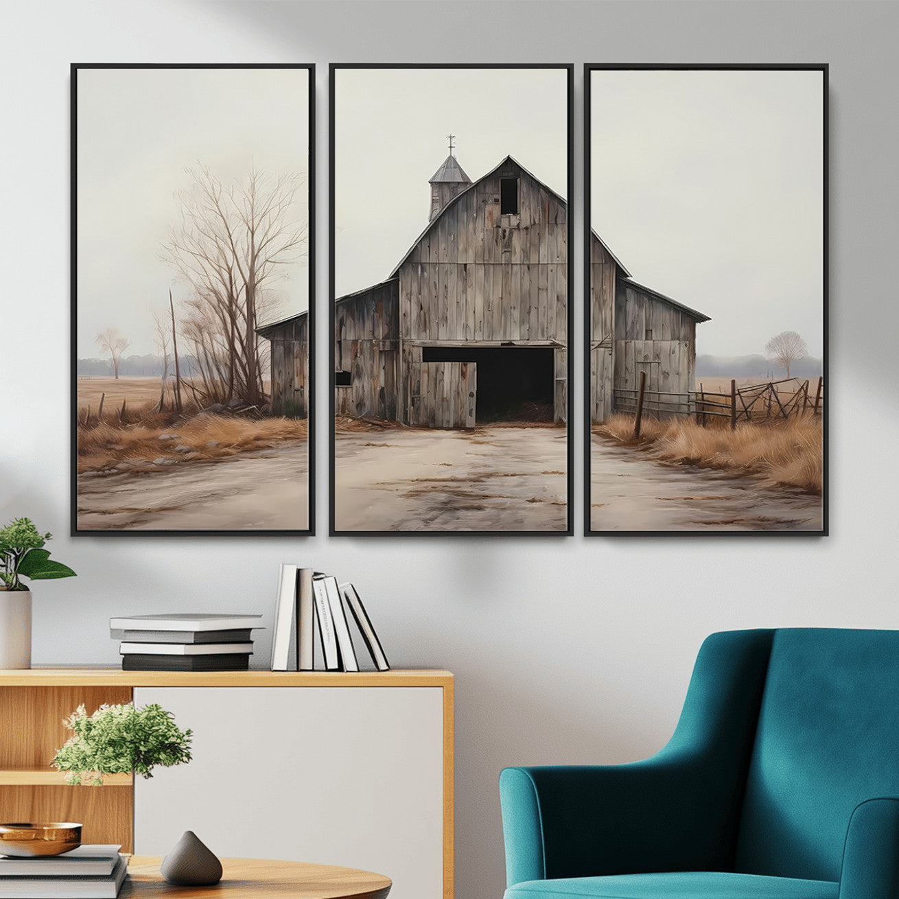 11602-MGV-CV-36X24 - Farmhouse Rustic Barn Wall Art Canvas Print – Framed and Ready to Hang – Perfect Addition to