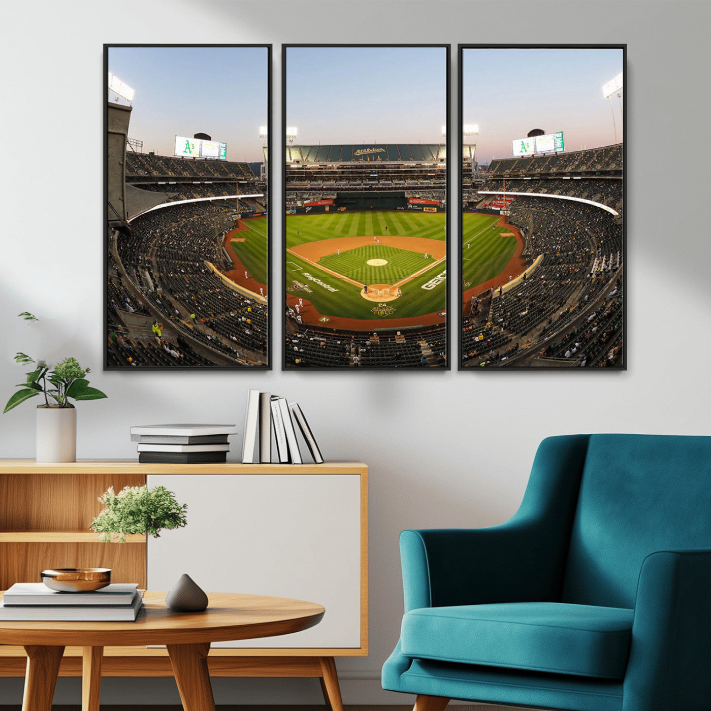 -Oakland Athletics Baseball Team Print - RingCentral Coliseum Stadium Wall Art Canvas Print