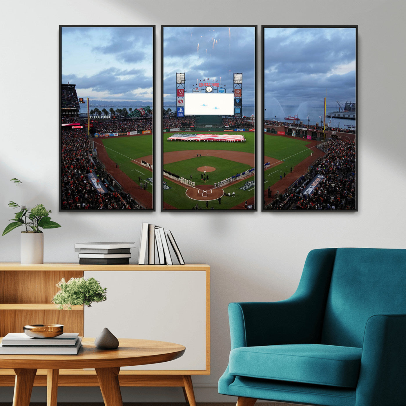 44631-MGV-FC-48X32-3P_Black-Oracle Park San Francisco Giants Wall Art | Oracle Park Stadium Canvas Print| Large Framed Baseball