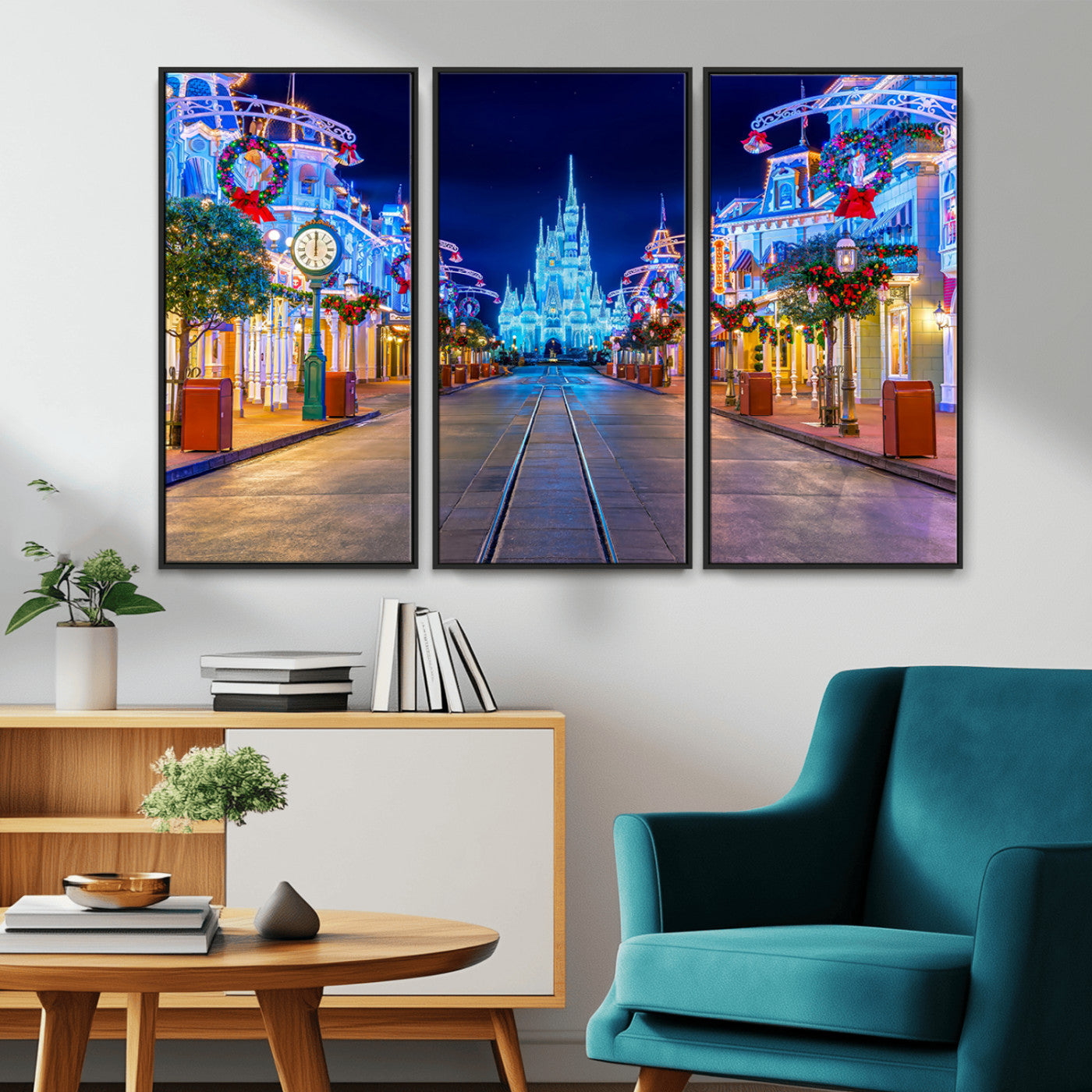 12470-MGV-CV-36X24-Disney Castle Wall Art – Large Magic Kingdom Canvas Artwork, Fairytale Design, Kids Room Christmas Decor for Home, Office