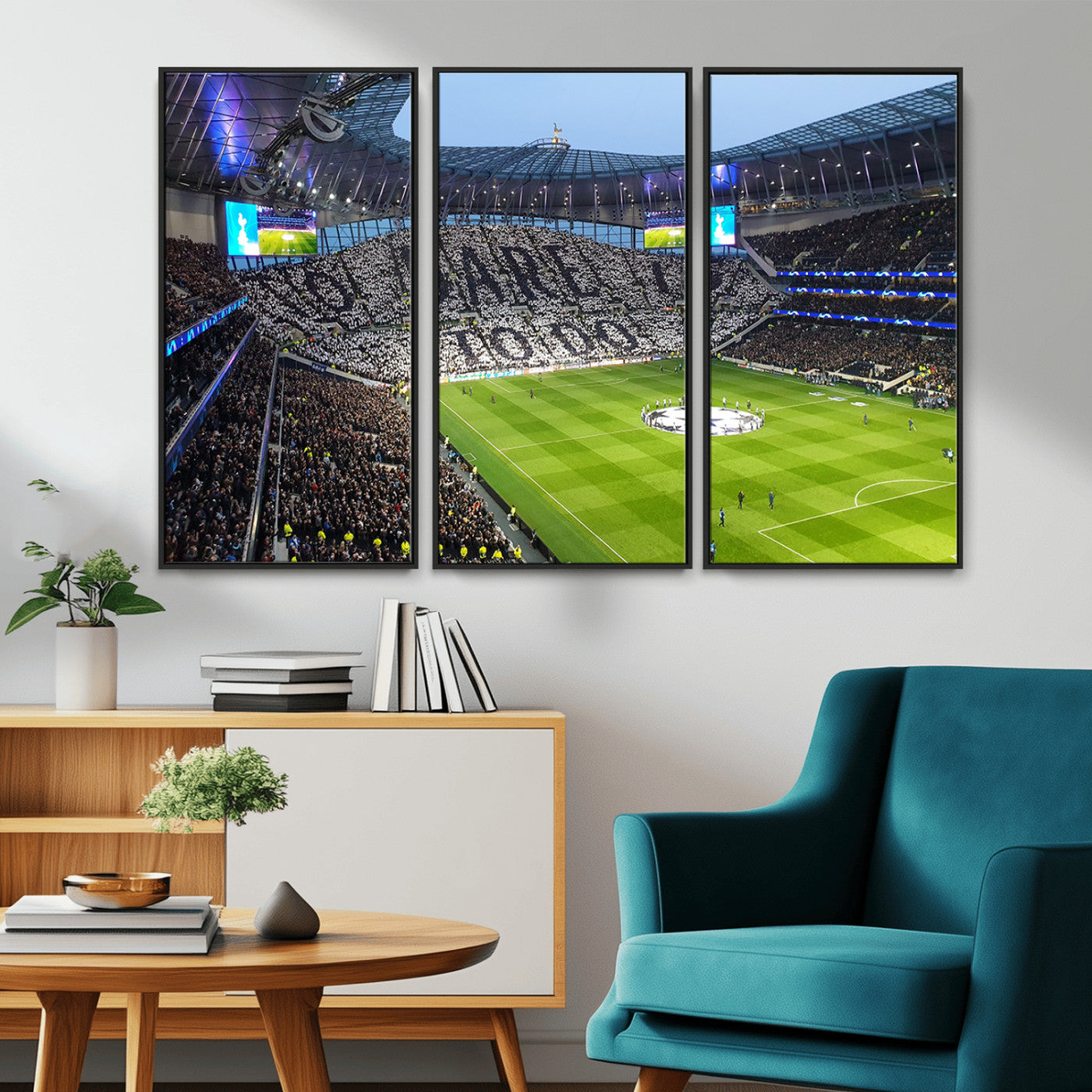 -Tottenham Hotspur Stadium Canvas Print, Match Day Triple Canvas Wall Art - Premier League Football