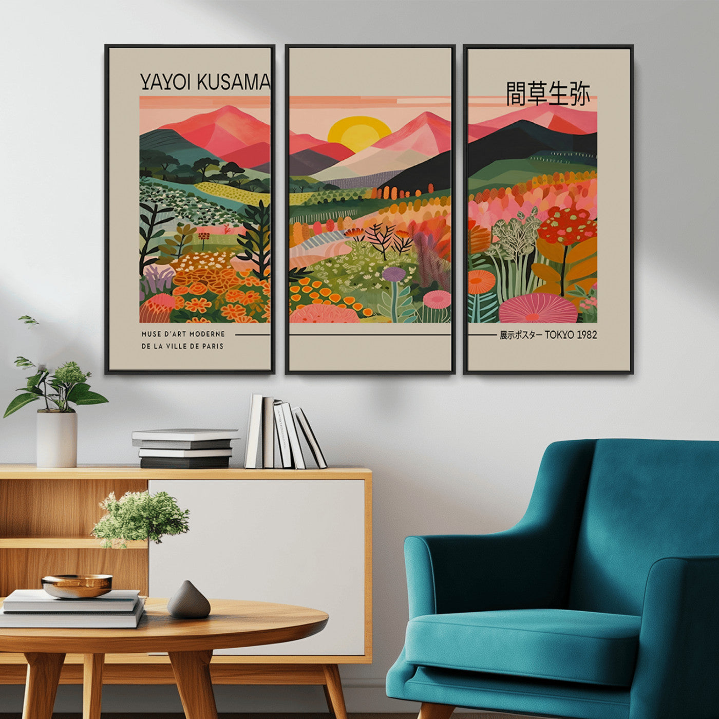 23753-MGV-CV-36X24-Yayoi Kusama 1986 Wall Art Print - Wabi Sabi Japanese Wall Art Print - Vibrant Abstract Landscape