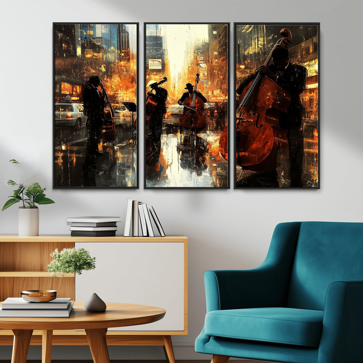 -African American Abstract Jazz Wall Art - Framed Abstract Music Canvas - Colorful Instrument Canvsa