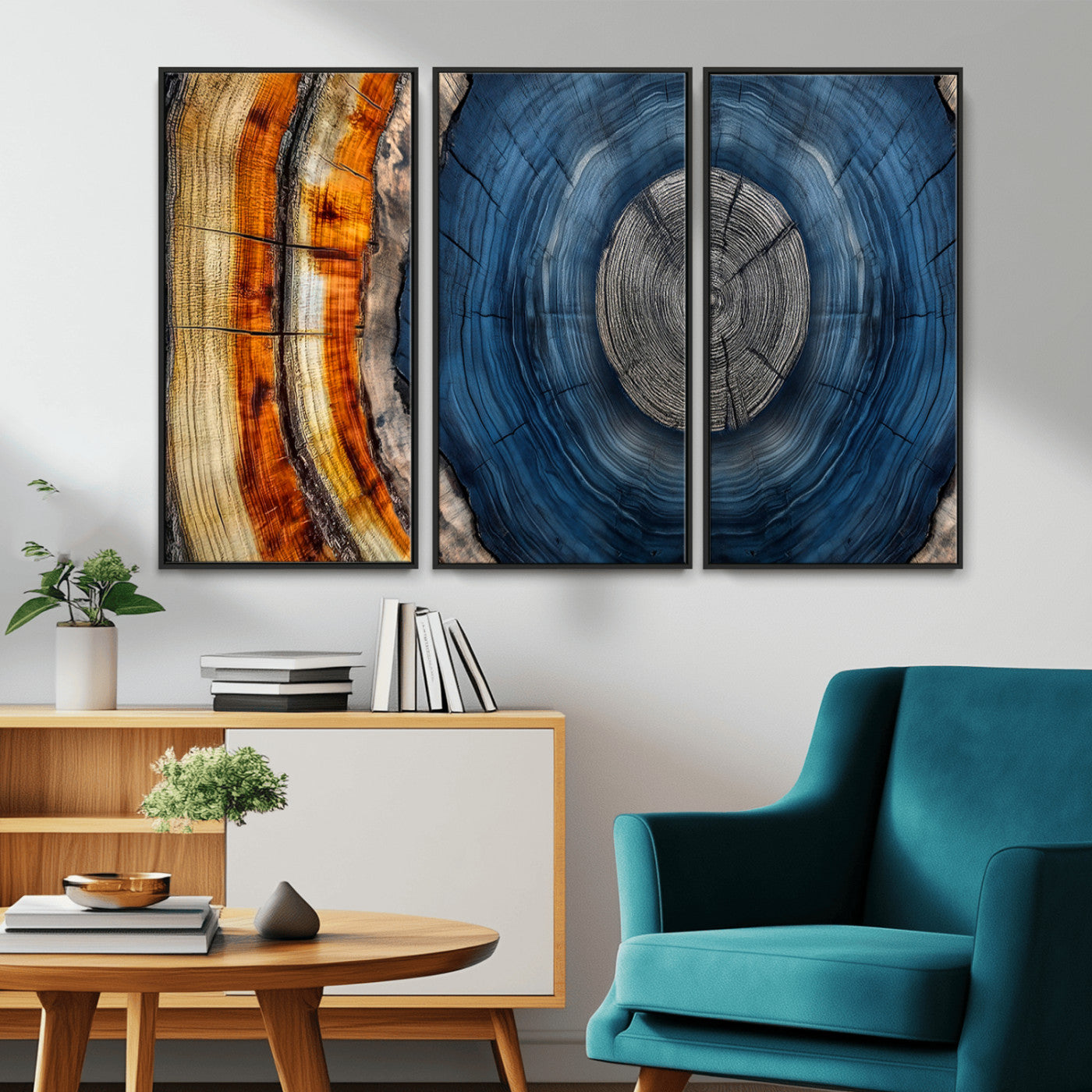 79754215-MGV-CV-36X24-Abstract Tree Rings Wall Art Canvas Print - Wood Grain Rings Artwork Print - Nature Woodland Modern