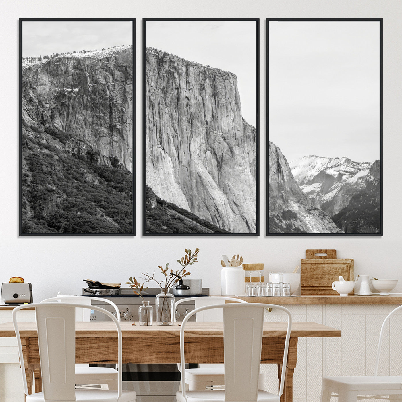 39393420-MGV-CV-36X24-El Capitan Wall Art Canvas Print – Framed Yosemite Cliff Monochrome Mountain Landscape Nature Artwork for Home Office