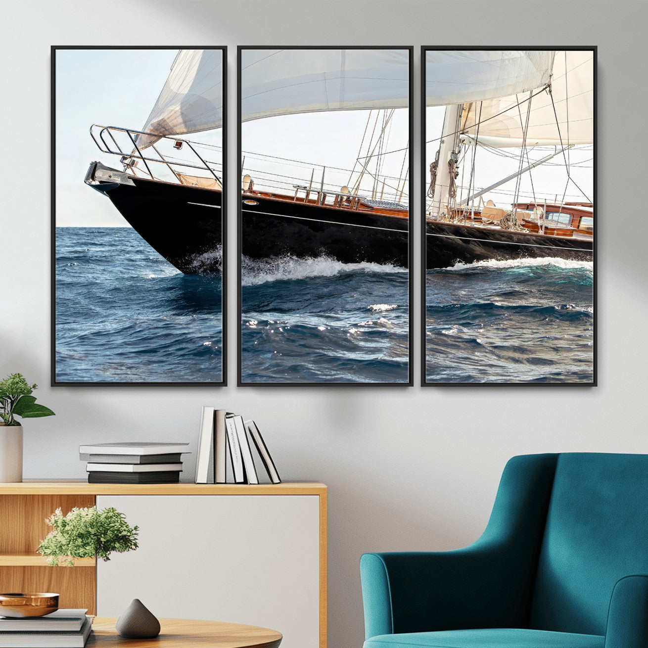 97168626-MGV-CV-36X24 - Boat Yacht Wall Art – Ocean Waves & Sailing Adventure Canvas Print, Nautical Elegance & Marine Journey for Living Room or Luxury Decor