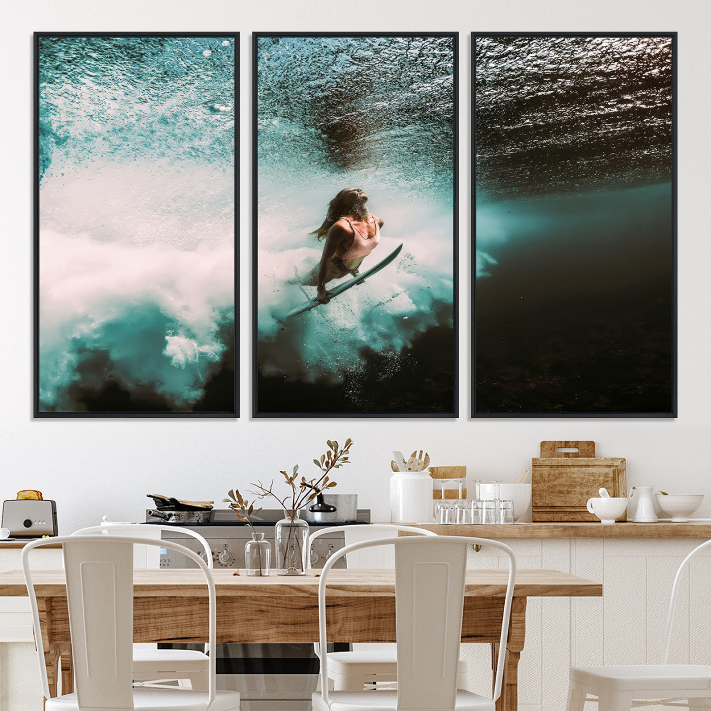 85923512-MGV-CV-40X27-Vibrant Aquatic Motion Wall Art Canvas Print – Framed Underwater Swimming Scene Artwork for Home, Office Decor