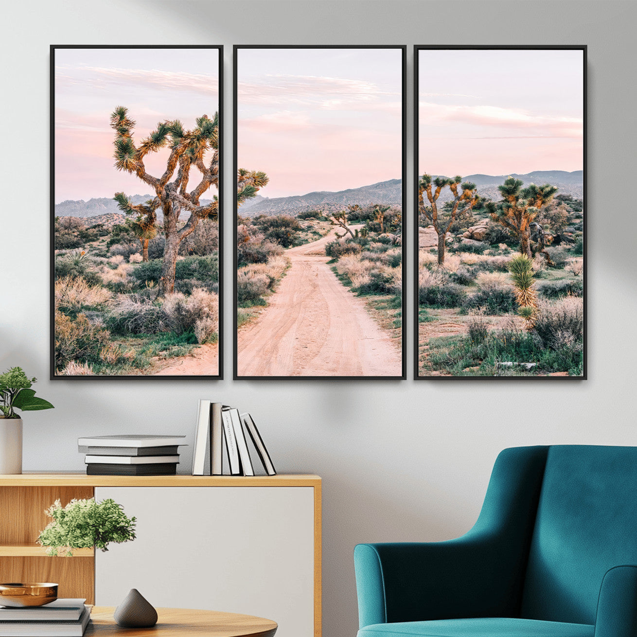 12540952-MGV-CV-36X24 - Desert Trail Wall Art – Canvas Print of Joshua Trees & Sunset Glow, Sandy Path Wilderness, Scenic Nature Escape Decor for Living Room, Office or Bedroom
