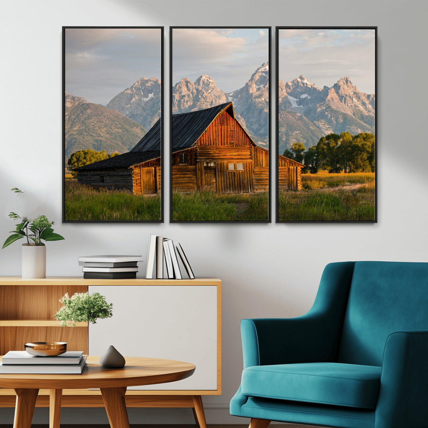 31771014-MGV-CV-36X24-Rustic Barn Wall Art Canvas Print – Framed Western Landscape Farmhouse Style Rustic Nature Scene Artwork for Home Office