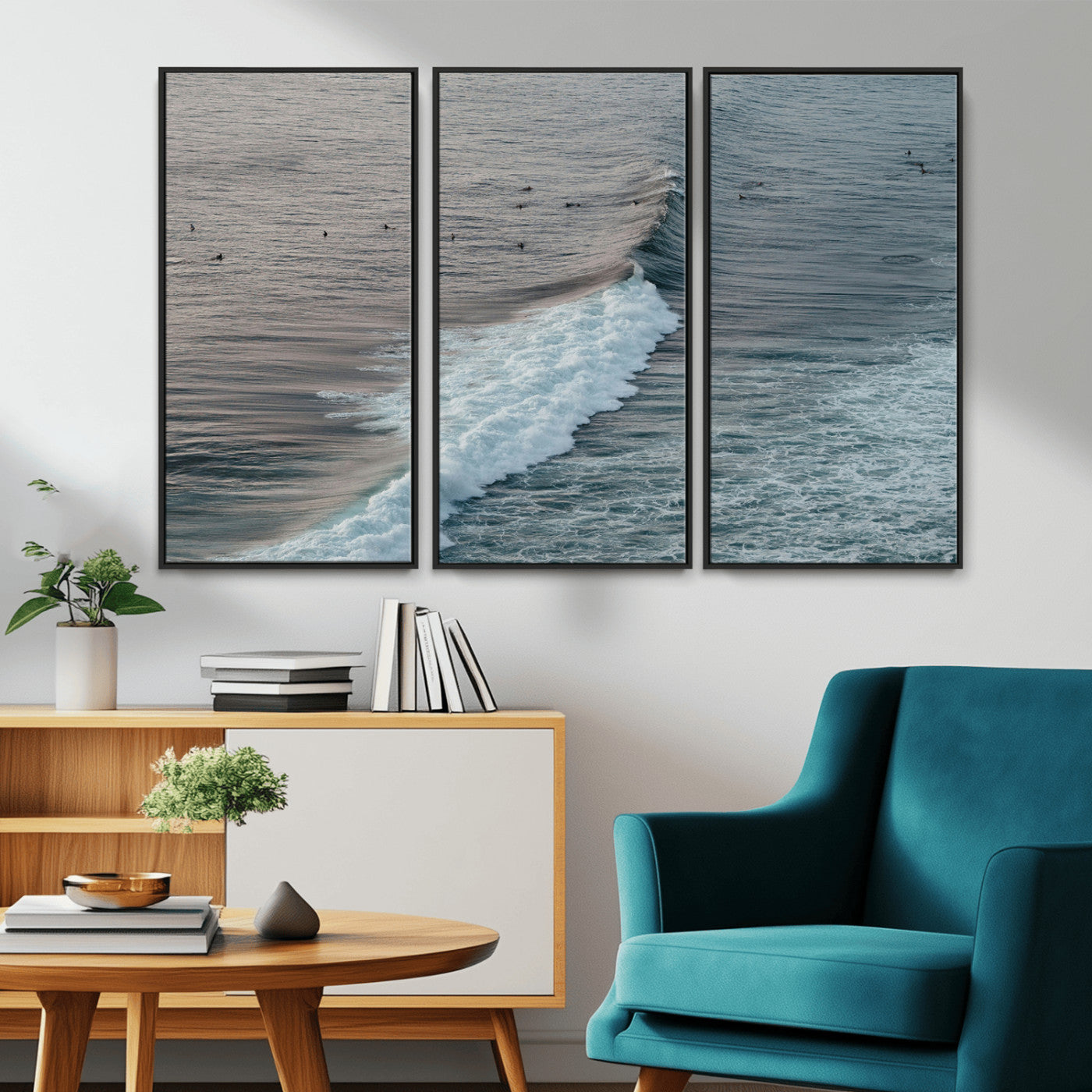 23077324-MGV-CV-36X24-Ocean Waves Wall Art Canvas Print – Framed Coastal Serenity Surf Nature Scene Artwork for Home Office