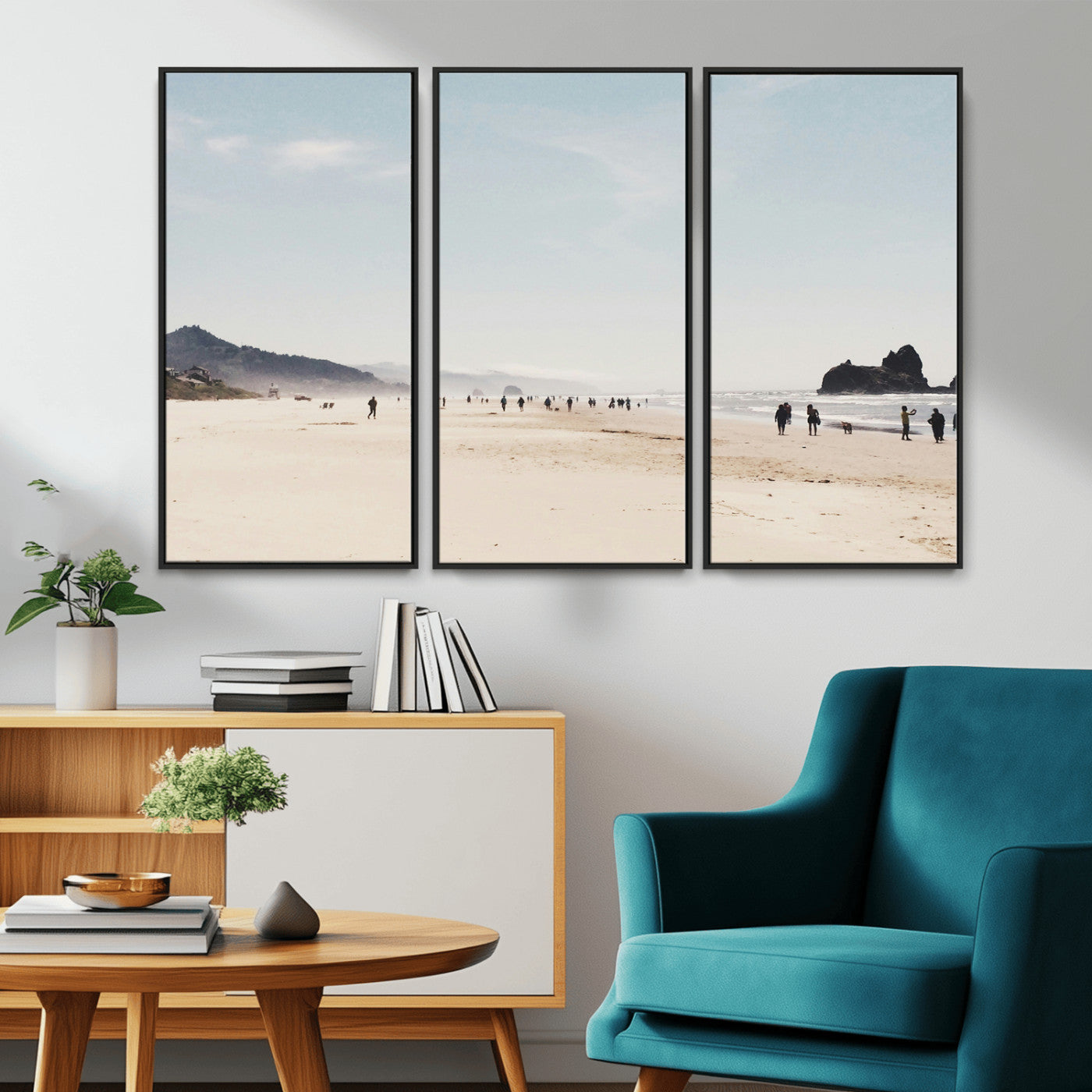 28307820-MGV-CV-36X24-Minimalist Beach Wall Art Canvas Print – Framed Coastal Serenity Soft Sand Nature Scene Artwork for Home Office