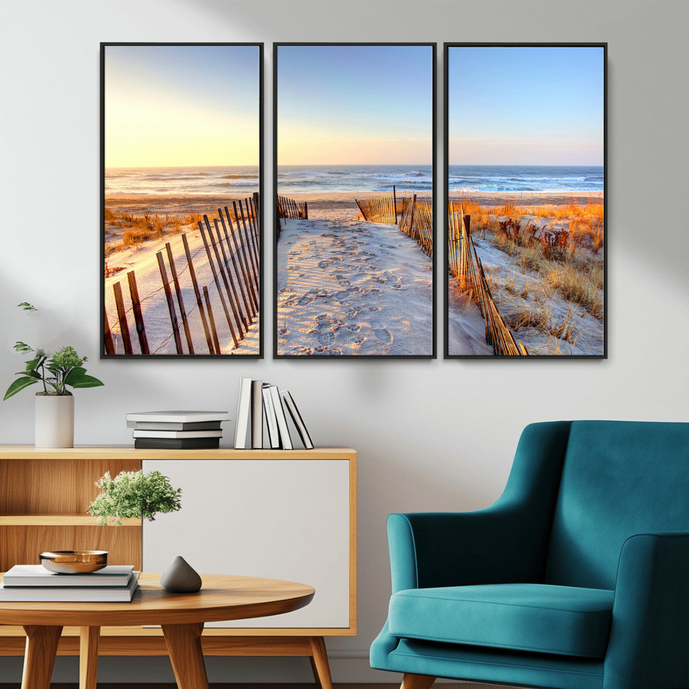 73351887-MGV-CV-36X24-Ocean Sunset Wall Art Canvas Print – Nautical Beach Photography Summer Coastal Serenity Artwork for Home, Office