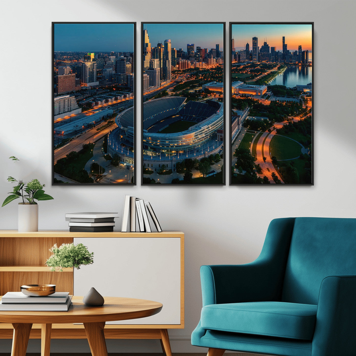 -Chicago Bears Soldiers Field Wall Art Canvas Print – Framed Football Stadium Artwork for Home, Office, Living Room