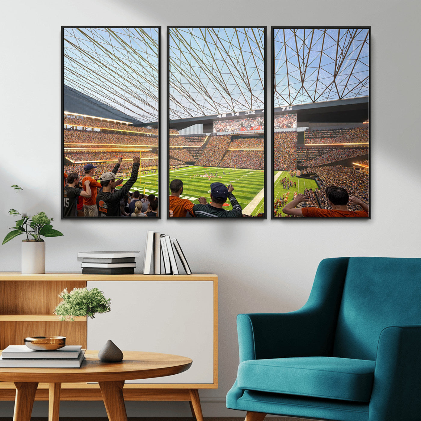 -Cleveland Browns Stadium Wall Art Canvas Print – Framed NFL Football Arena Artwork for Home, Office, Living Room