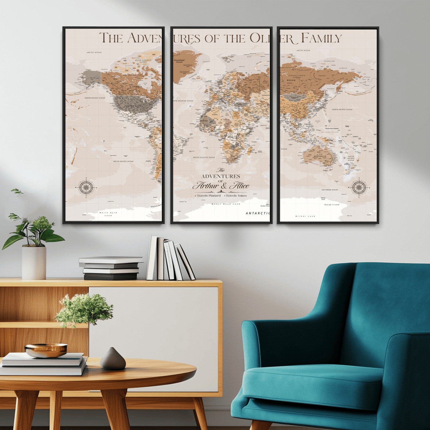 -Personalized Push Pin World Map Canvas – Custom Framed Travel Tracker Wall Art, Large Adventure Map with Pins for Home, Office