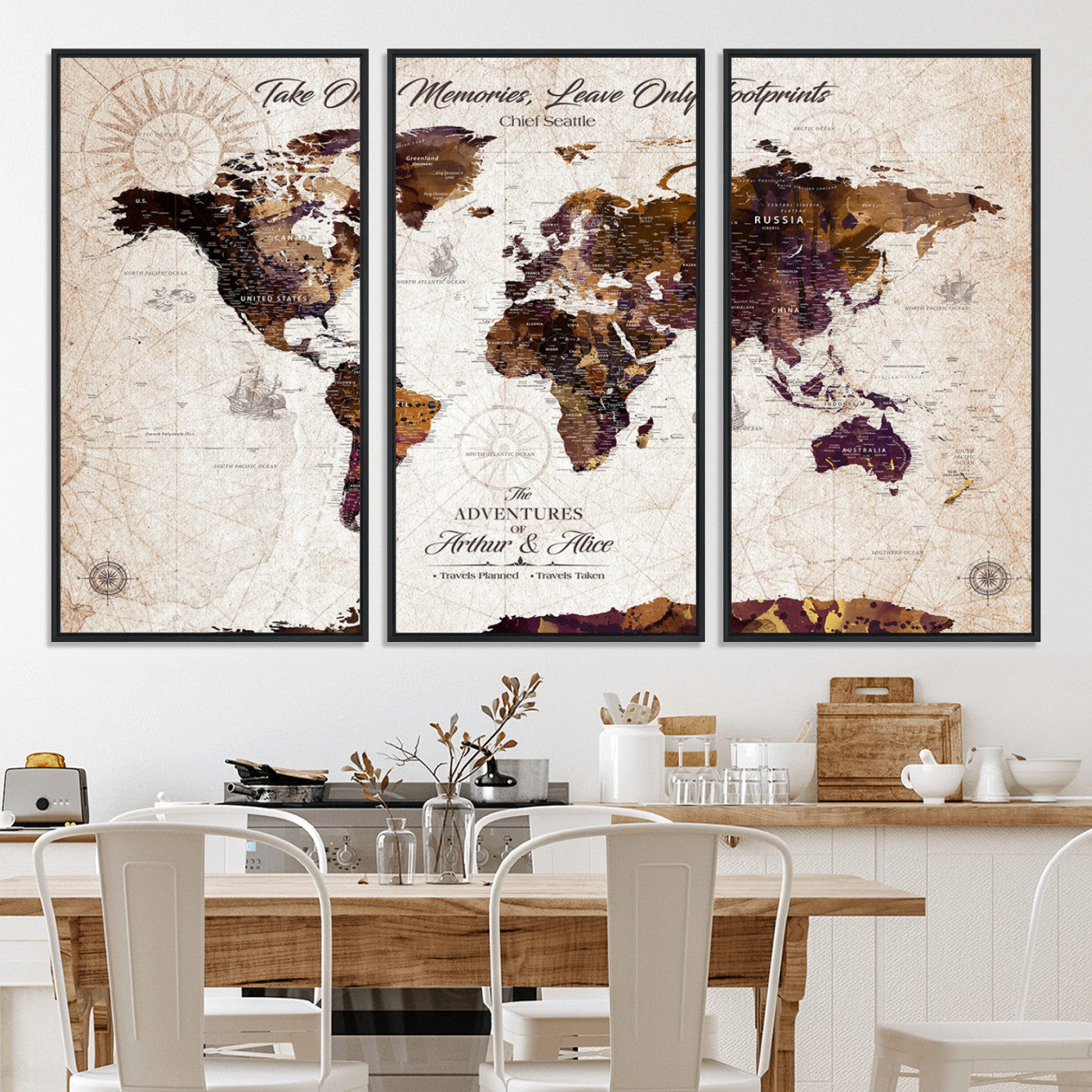 -Personalized World Map Canvas – Custom Framed Push Pin Travel Tracker, Elegant Wall Art Gift for Couples for Home, Office