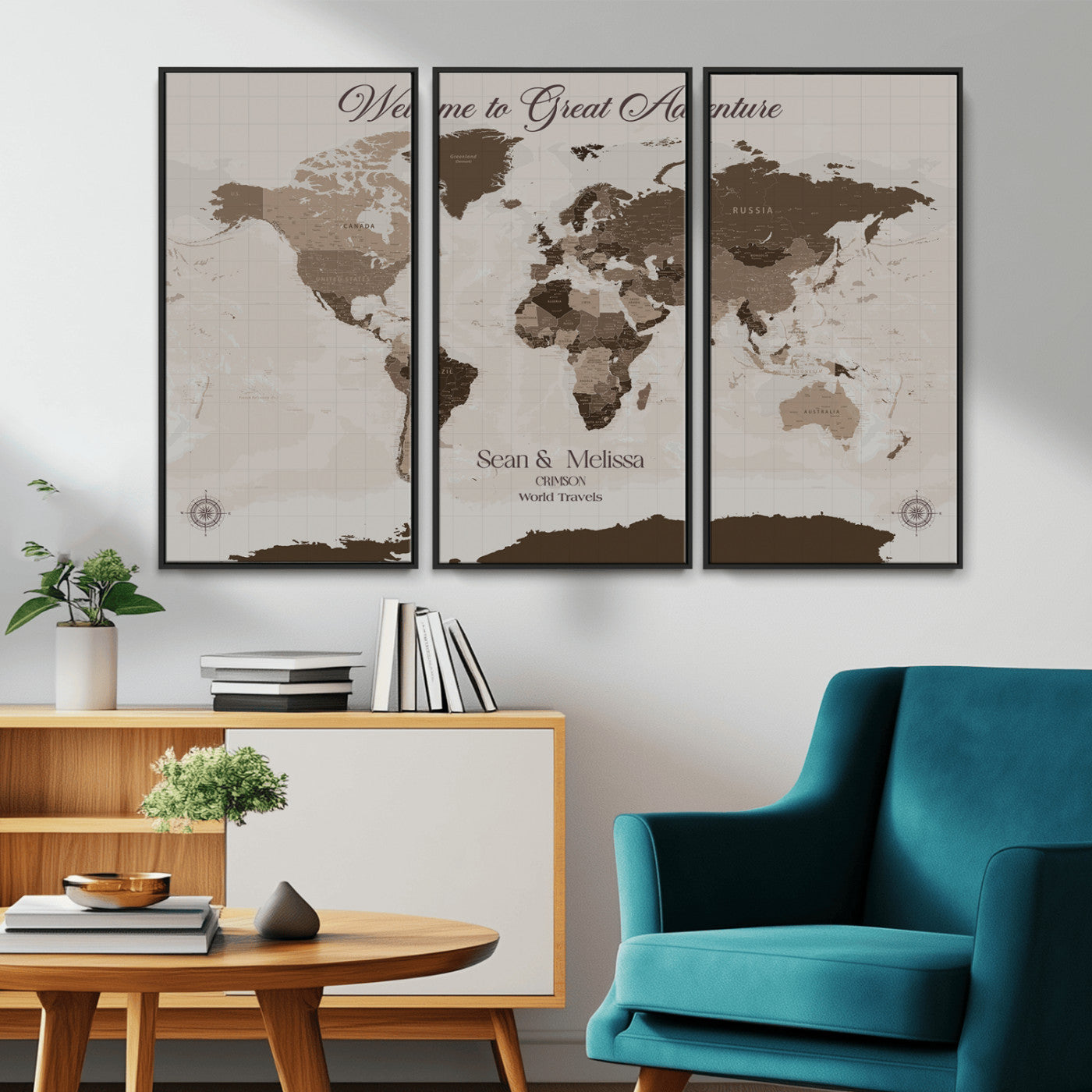 Rehber01-MGV-CV-36X24-Custom Push Pin World Map Wall Art Canvas Print – Personalized Travel Tracker with Pins Framed Large for home, office