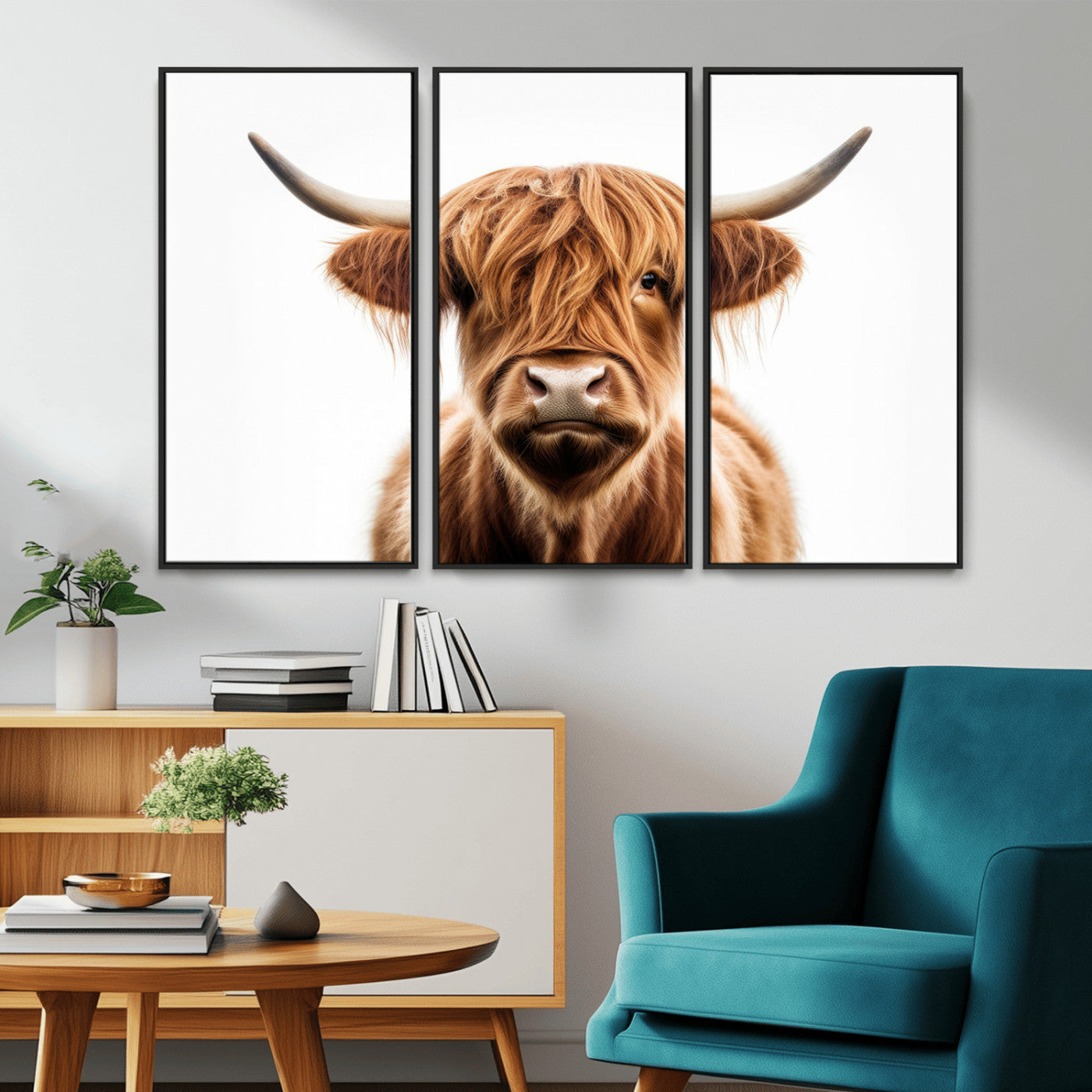 637908607-MGV-FC-36X24_Natural-Scottish Highland Cow Canvas Print, Framed Highland Cow Canvas Home Decor