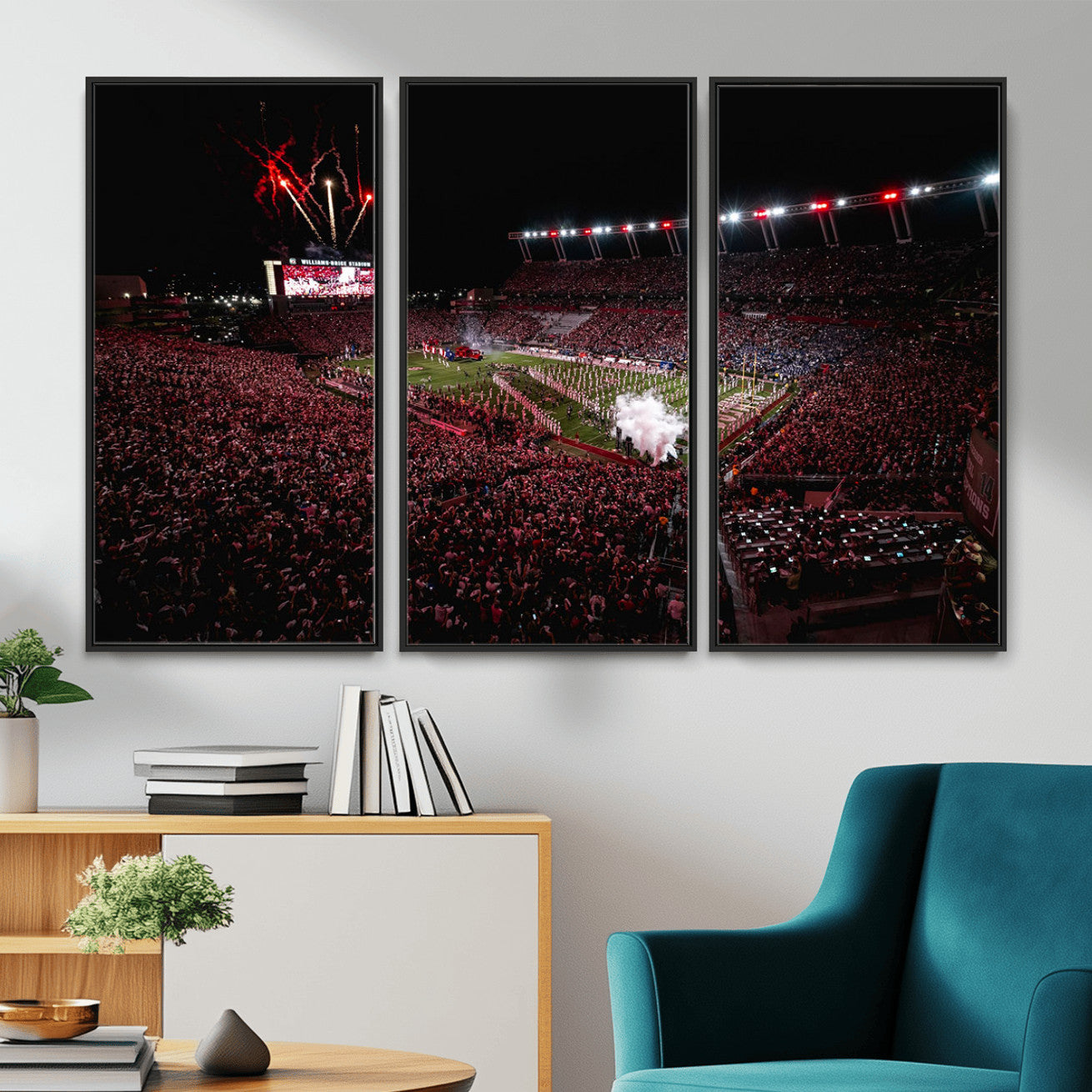 60690191-MGV-FC-48X32-3P - William Brice Stadium Wall Art Print – Baseball Game Room Artwork Print for Basement Dorm, Home, Office