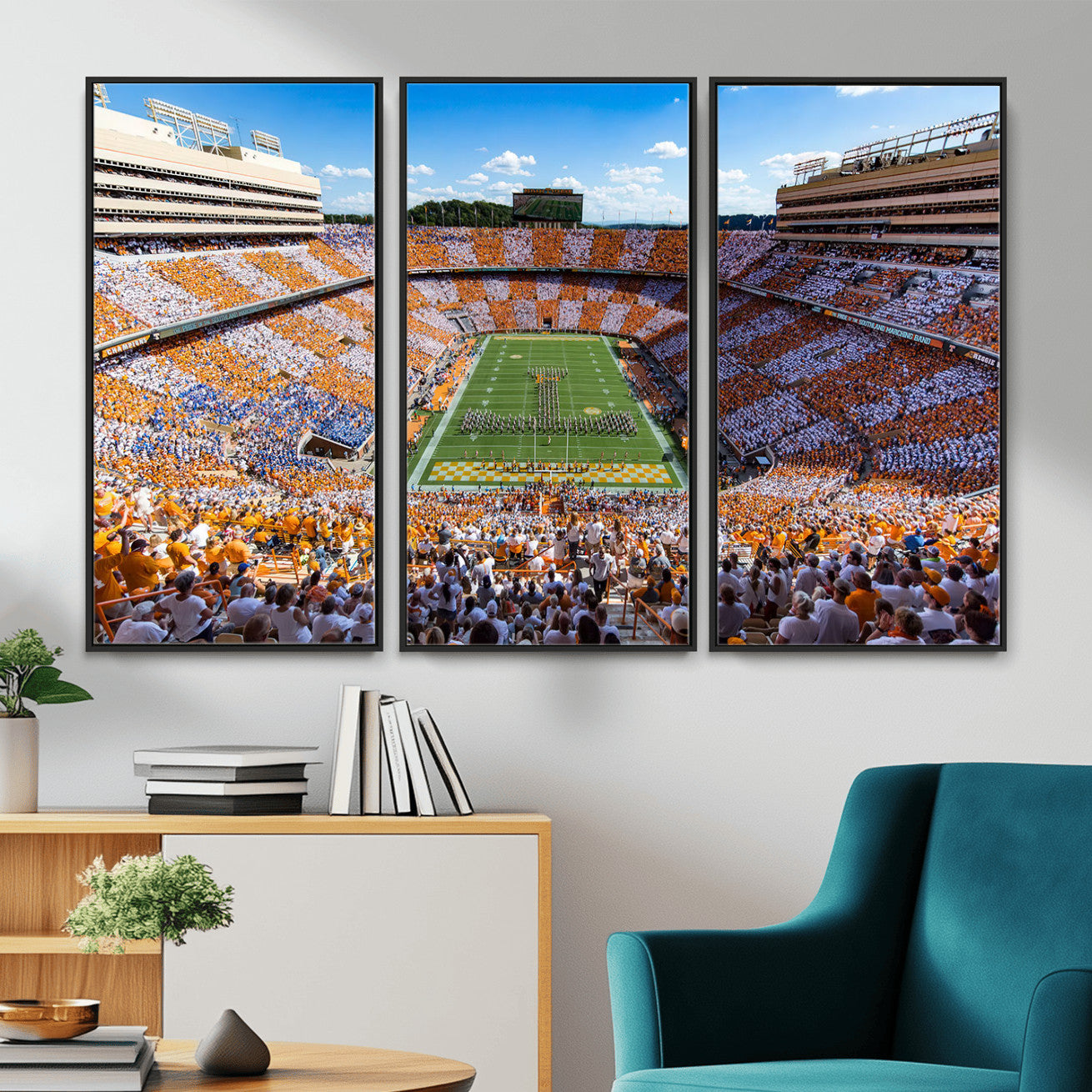 77097951-MGV-CV-36X24 - Tennessee Neyland Stadium Wall Art – Checkerboard Game Day Panoramic Canvas Print, College Football Decor for Home, Office, or Man Cave
