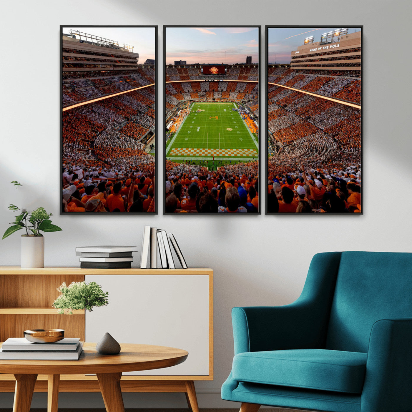 37160229-MGV-CV-48X32-3P-Tennessee Neyland Stadium Wall Art, Sports Arena Canvas Print, Panoramic Stadium Canvas Artwork for Home, Office