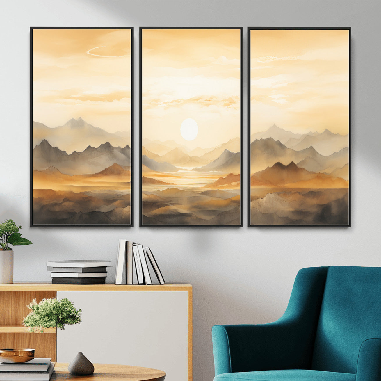 Nihat1-29-MGV-CV-36X24-Sepia Color Abstract Mountain Wall Art Canvas Print