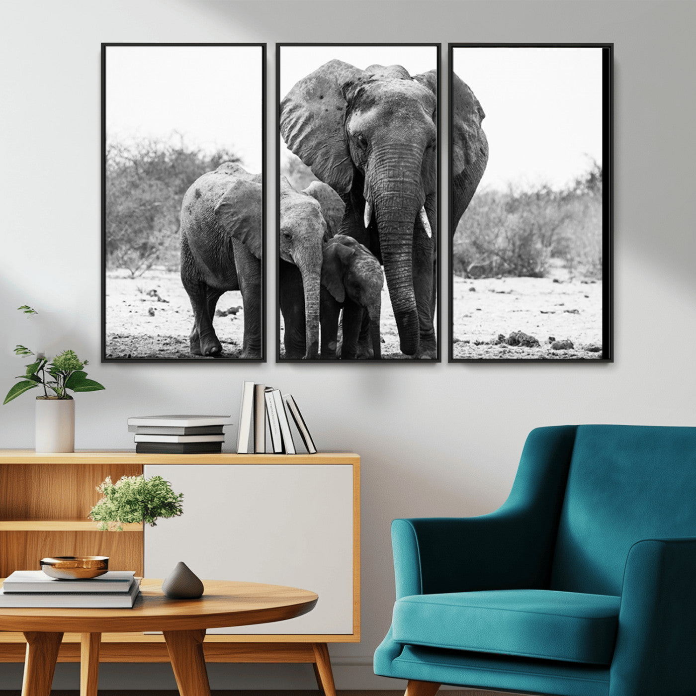 -Elephant Family Africa Wall Art Canvas Print