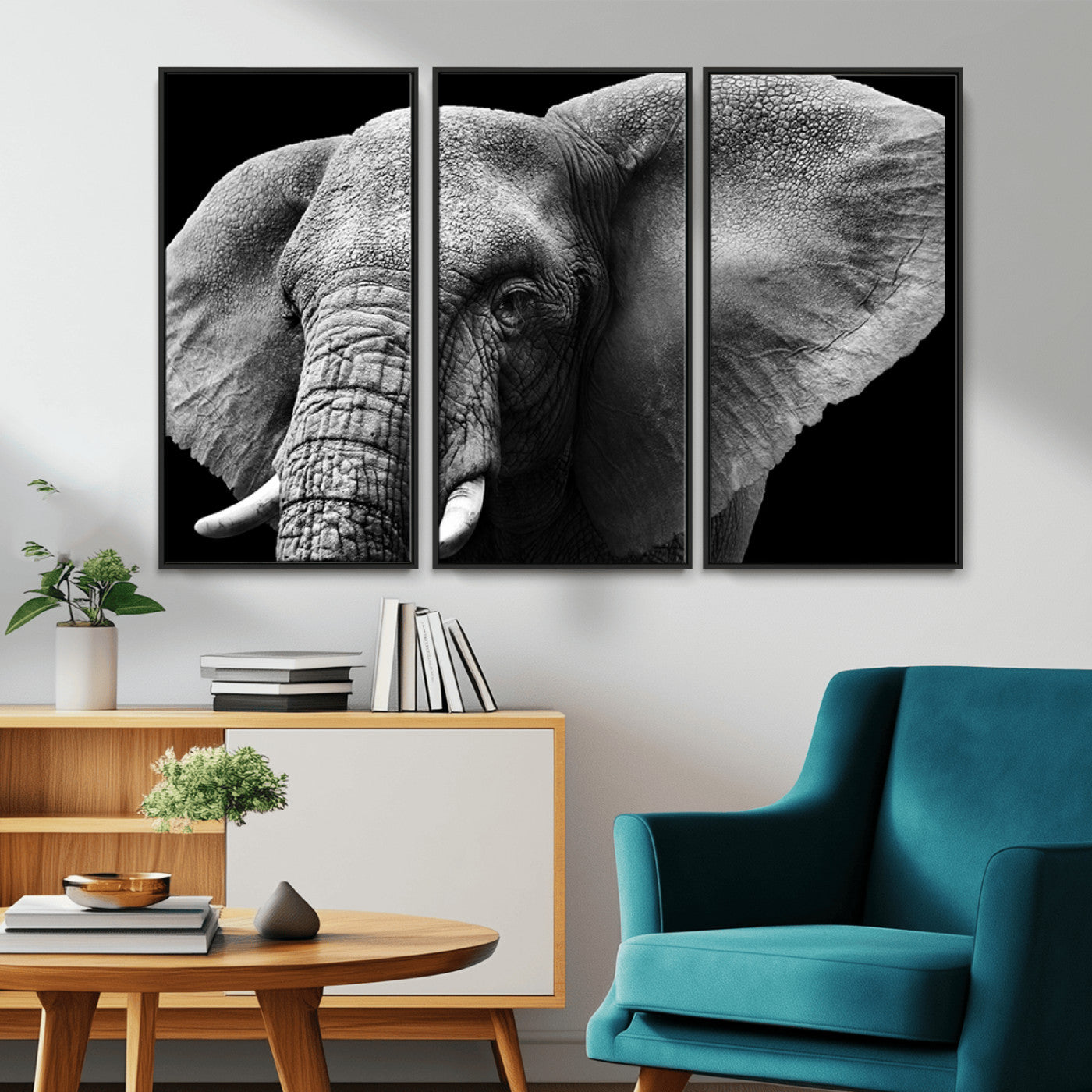 -Big Elephant Close Up Wall Art Canvas Print