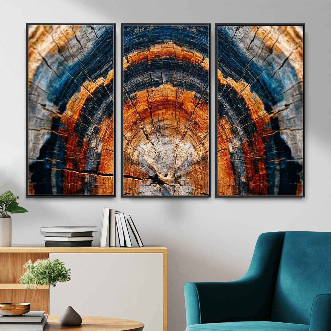 92693966N-MGV-CV-36X24 - Abstract Wood Grain Canvas Print, Tree Ring Pattern Wall Art, Framed Canvas Ready to Hang