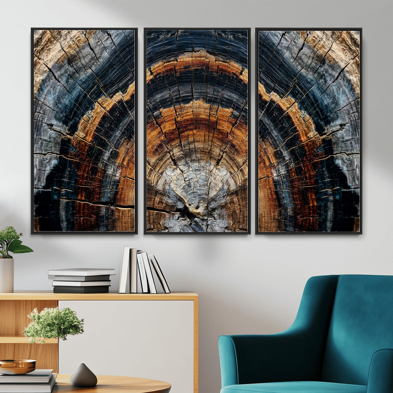 92693966A-MGV-CV-36X24 - Abstract Wood Grain Canvas Print, Tree Ring Pattern Wall Art, Framed Canvas Ready to Hang