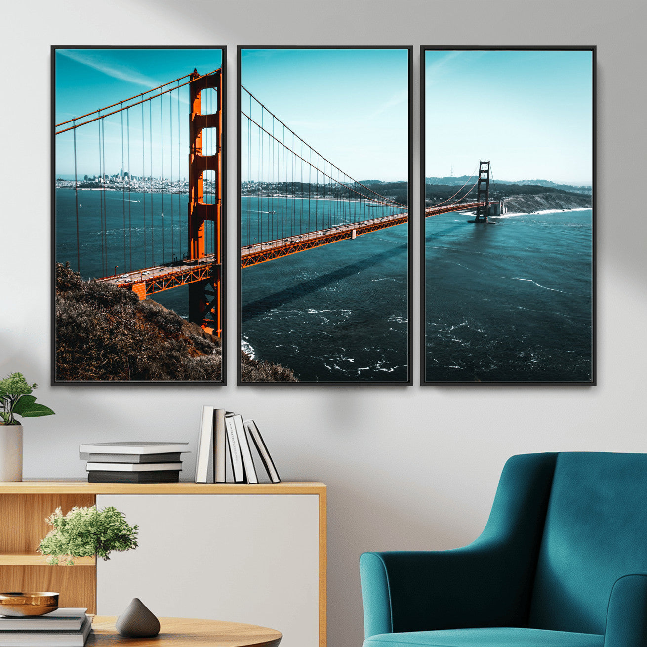 73996404-MGV-CV-36X24 - Golden Gate Bridge Wall Art Canvas Print – San Francisco Landmark Photography Artwork Print for Living Room, Office, and Modern Decor
