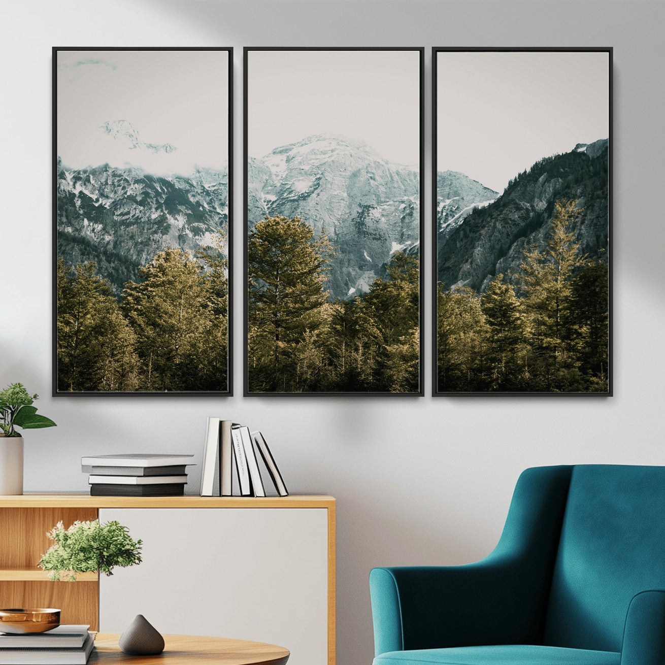 48479662-MGV-CV-36X24 - Mountain Forest Wall Art Canvas Print, Alpine Landscape Nature Photography, Moody Wilderness Wall Decor