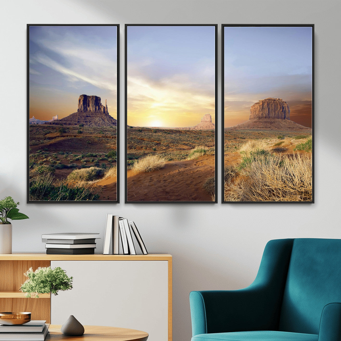14901845-MGV-CV-36X24 - Monument Valley Desert Landscape Wall Art Canvas Print, Southwest Desert Rock Formation Canvas Print, Western Red Rock Panorama Art Printing