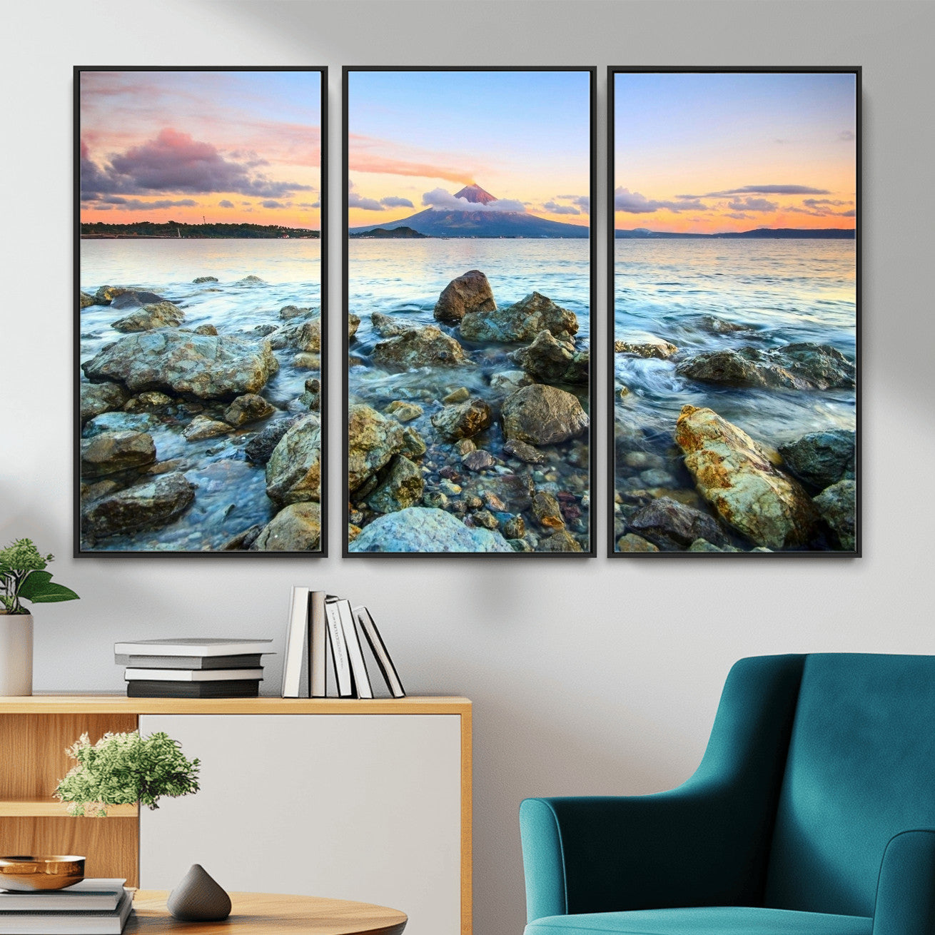 46869511-MGV-CV-36X24 - Mayon Volcano Seascape Landscape Wall Art Canvas Print, Tropical Ocean Shore Mountain Canvas Print, Philippines Coastal Scenic Art Printing
