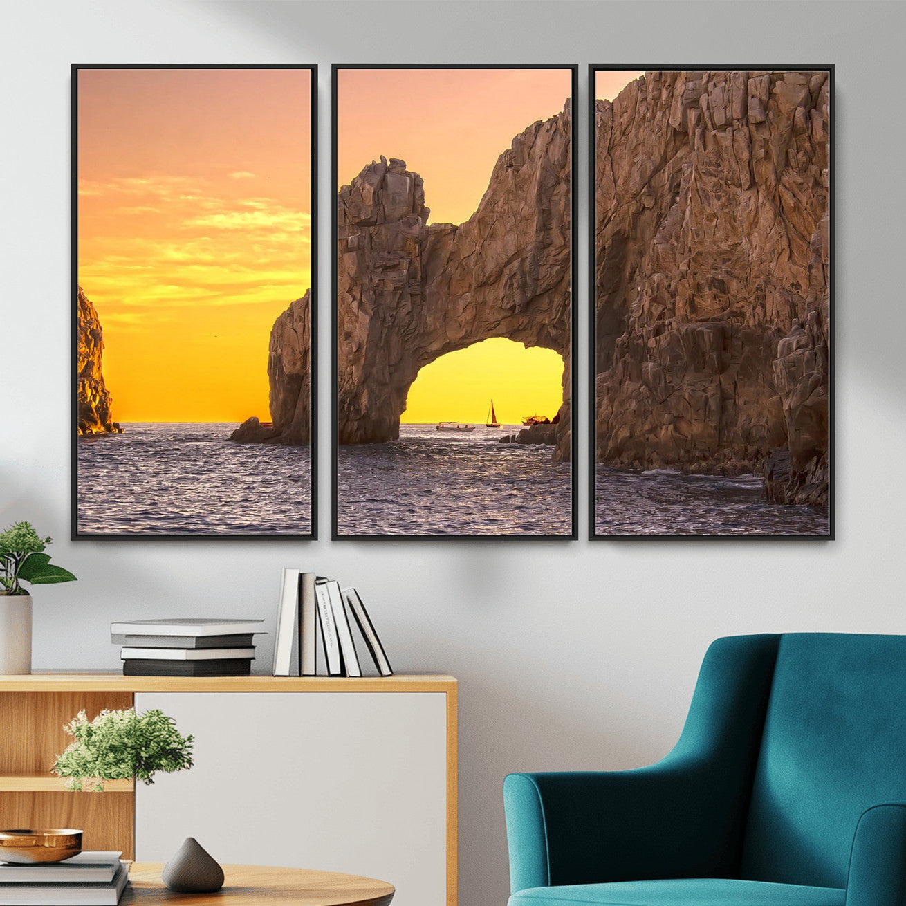 66414515-MGV-CV-36X24 - El Arco Cabo San Lucas Ocean Arch Wall Art Canvas Print, Baja California Rock Arch Seascape Canvas Print, Mexico Coastal Landmark Scenic Art Printing